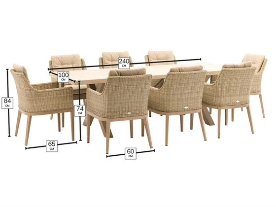 Monterey Ceramic Rectangle Dining Set with 8 Rattan Vogue Armchairs - image 2