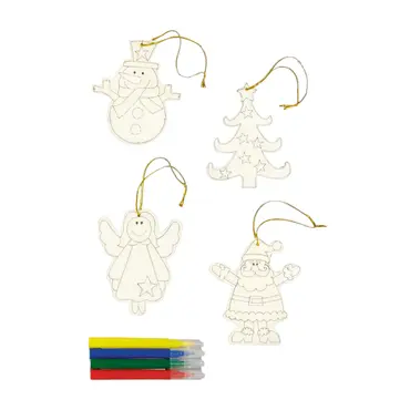 4pc Colour Your Own Characters Santa-Snowman-Tree-Angel