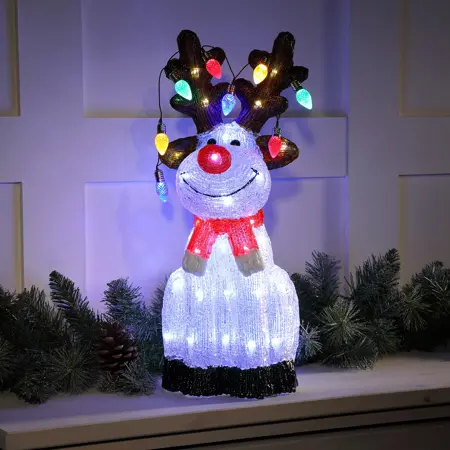 54cm Acrylic Reindeer With String Lights