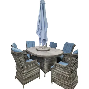 Amalfi 6 Seat Oval Ceramic Glass Dining Set