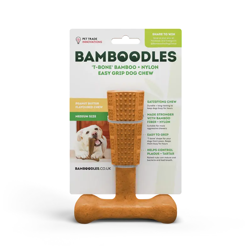 BAMBOODLES MEDIUM T-BONE PEANUT BUTTER FLAVOUR - Hanleys of Cork