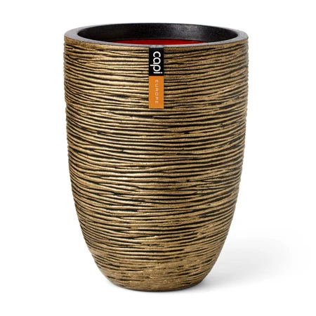 Capi Black Gold Vase Elegant Low Rib NL 34x36 cm - image 1