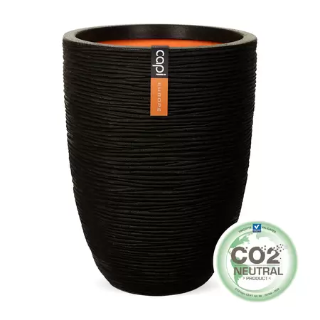 Capi Black Nature Rib NL Elegant Low Vase Planter  75L - image 1