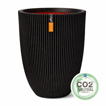Capi Black Vase Elegant Low Groove 34x46cm - image 1