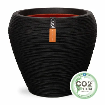 Capi Black Vase Taper Round Rib 42x38 cm