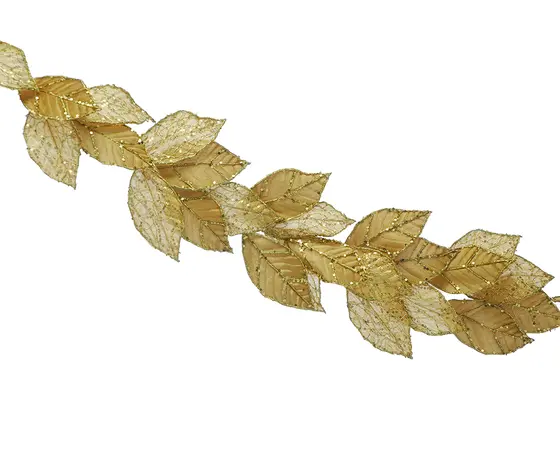 Gold Glitter And Leaf Garland