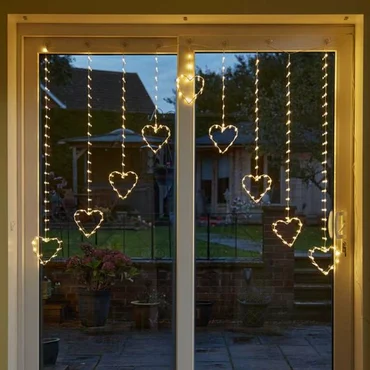Heart Curtain Lights - Warm White