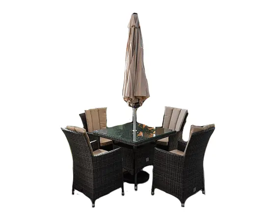 LA  4 Seat Square Dining Set with Parasol - image 1
