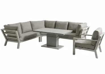 LIFE Timber High Arm Corner Set with Armchair Beige