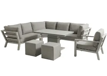 LIFE Timber High Arm Corner Set with Armchair Beige