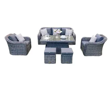Miami 3-Seater Sofa Dining Set with Footstools