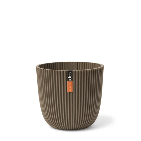 PLANTER BALL GROOVE 13 X 12 WARM TAUPE - image 1