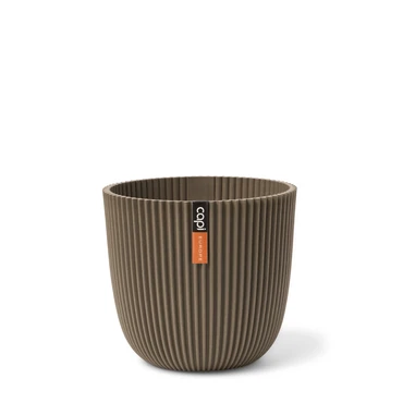 PLANTER BALL GROOVE 13 X 12 WARM TAUPE - image 1