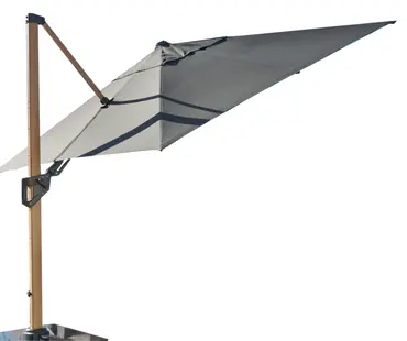 Royce 3m x 3m Wood Effect Freestanding Parasol Grey