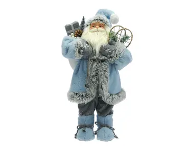 Standing Blue/Grey Santa Holding Snow Boots (60cm)